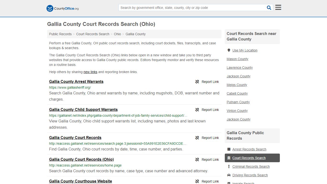 Court Records Search - Gallia County, OH (Adoptions ...