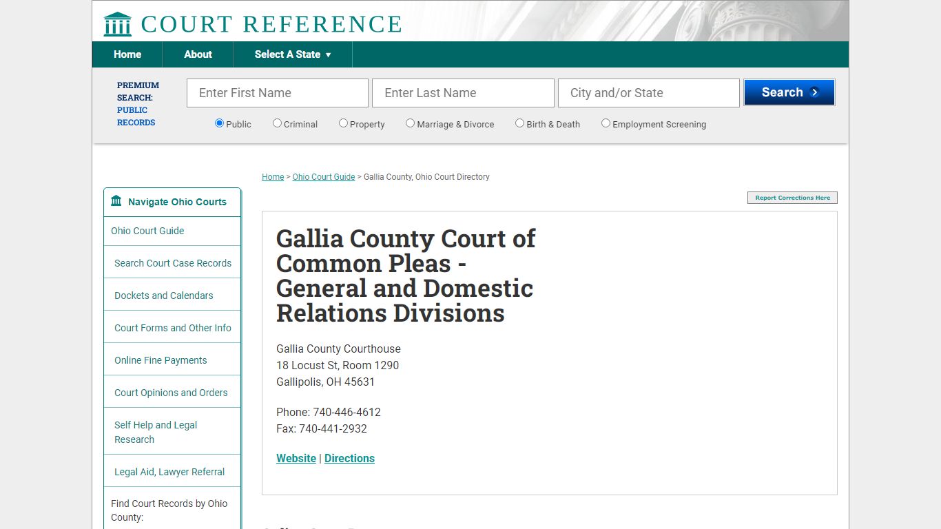 Gallia County Court of Common Pleas - General and Domestic ...