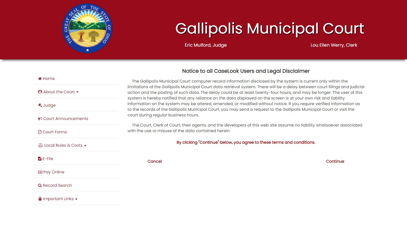 Gallipolis Municipal Court - Record Search