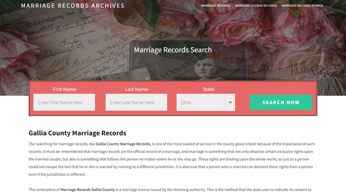 Gallia County Marriage Records | Enter Name and Search ...